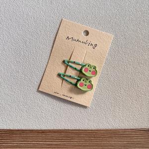 Barrettes à cheveux en plastique pour enfants, mignonnes, motif dessin animé, écologiques, colorées à pois, pour bébés, 5*3.5cm, pour cheveux lâches - Product Image 3