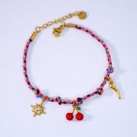 Vente en gros Fait à la main coloré tissé cerise poisson soleil cauri coquille chaussure bracelet à breloques bijoux pour femmes filles