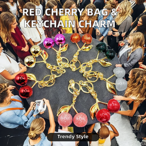 Para monederos y bolsos de entrenador, abalorio y llavero de bolso de cereza roja, resina impresa UV con accesorio de estilo de dibujos animados de acrílico brillante - Product Image 2