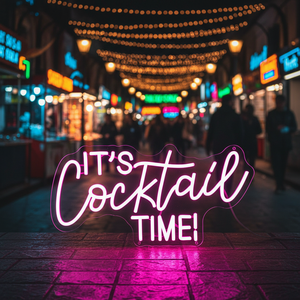 Insegna al Neon LED Personalizzabile con Nome, Design Gratuito, per Feste, Matrimoni, Decorazione Murale Domestica, Attività Commerciali, per Venditori Etsy - È la Stunde del Cocktail! - Product Image 1