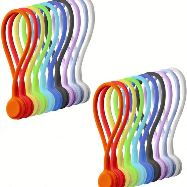 7.16'' Reusable Flexible Silicone Magnetic Twist Cable Ties-Multi-functional for Bundling Book Markers Students (Custom Logo