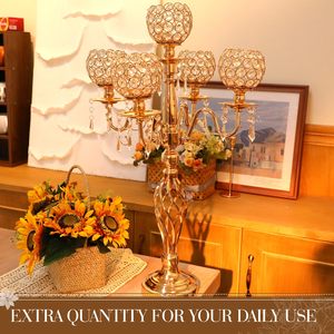 Candelabro a 5 Bracci in Cristallo Impermeabile, Centrotavola per Matrimoni e Natale, Portacandele - Product Image 6
