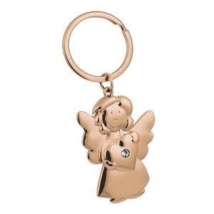 Portachiavi Angioletto Rosato Eco Box con Ciondolo Angelo in Cristallo Finitura Oro Rosa - Product Image 1