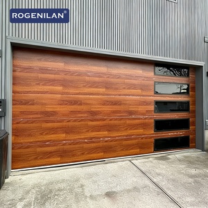 <span class=keywords><strong>Porte</strong></span> <span class=keywords><strong>de</strong></span> <span class=keywords><strong>garage</strong></span> <span class=keywords><strong>sectionnelle</strong></span> en aluminium à grain <span class=keywords><strong>de</strong></span> bois avec isolation thermique résidentielle Rogenilan USA et fenêtres <span class=keywords><strong>de</strong></span> visualisation en verre noir - Product Image 3