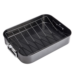 Asador Ovalado Chefmade de <span class=keywords><strong>16</strong></span> Pulgadas para Cocina Casera con Rejilla para Asar, Acero al Carbono Antiadherente, Asador para Pavo - Product Image 2