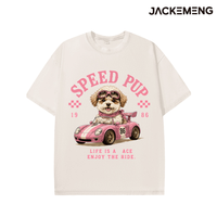 T-shirt Oversize Décontracté Y2K Imprimé Chien de Plage Rétro Délavé – Stock USA Vente en Gros