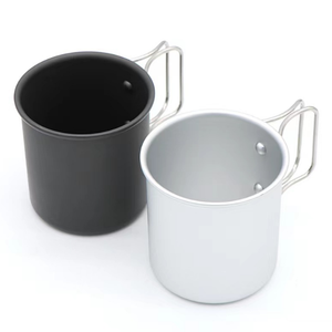 DFM0716 Tasses à café de camping en aluminium oxydé de 300 ml, personnalisables en gros, avec poignée pliable et logo couleur - Product Image 5