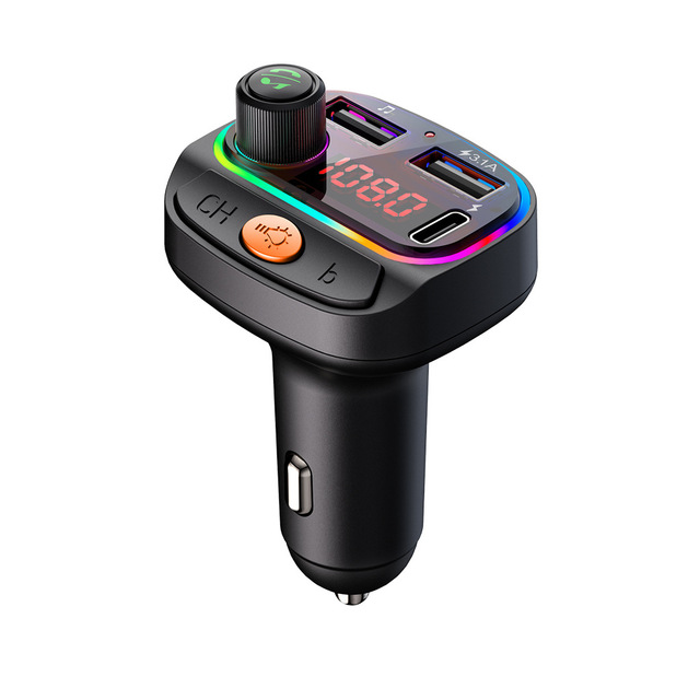 Xlintek C15 Car BT5.0 Transmitter Wireless Mp3 Player Handsfree Audio Receiver Ambient Light FM Transmitter Type-C Quick Charge