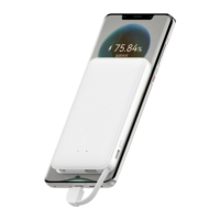 Mini Power Bank de poche ultra-fin 5000mAh, charge rapide du téléphone, avec câbles Type C, chargeur portable USB C