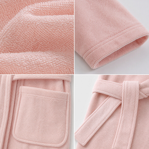 <span class=keywords><strong>Accappatoio</strong></span> in Spugna 100% Cotone con Collo a Scialle Rosa per Uso Quotidiano e Regalo Donna Bambina Stile Avvolgente Copricostume Ingrosso - Product Image 3
