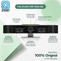 Barre vidéo USB Poly Studio 4K UHD avec champ de vision de 120 degrés, suivi vocal DirectorAI, haut-parleurs stéréo et réseau de 6 microphones pour Microsoft Teams et Zoom