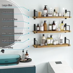 Étagère murale flottante en bois, décoration, étagère à livres en bois massif - Product Image 5