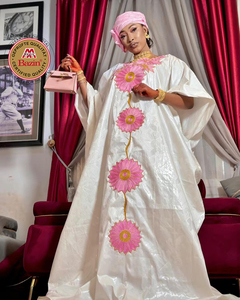 <span class=keywords><strong>Robe</strong></span> <span class=keywords><strong>Boubou</strong></span> Dashiki <span class=keywords><strong>Bazin</strong></span> Riche Parfumée de Haute Qualité avec Foulard, Tenue de Mariage Traditionnel Nigérian pour la Mariée - Product Image 1