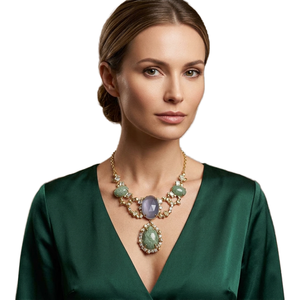 Collar de Lujo con Colgante Vintage de Amazonita Natural Chapado en Oro de 18K y Circonita Cúbica, Regalo para Mujer - Product Image 1