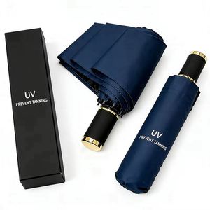 <b>Mini</b> Three-Folded Modern Luxury Sun Rain Umbrella with UV Protection Business Gift Manual Control Plastic Handle - Product Image 1