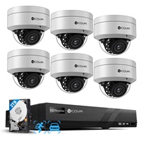 4COVR PoE Sicherheitskamerasystem 8 Kanäle, 6X 5MP IK10 Vandalensichere Kommerzielle Kabelgebundene IP-Dome-Kamera IP67 KI-Bewegungserkennung