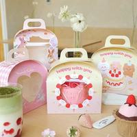 FAVORCRAFTS Boîte à gâteau personnalisée, recyclable, pliable et portable avec poignée et fenêtre transparente pour la boulangerie, les plats à emporter et les emballages cadeaux