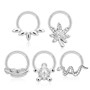 ห่วง G23 F136ไทเทเนียมใบเมเปิ้ลและขนนกรูป<span class=keywords><strong>งู</strong></span>สำหรับประดับห่วง<span class=keywords><strong>จมูก</strong></span>กระดูกอ่อนเจาะสำหรับผู้หญิง - Product Image 1