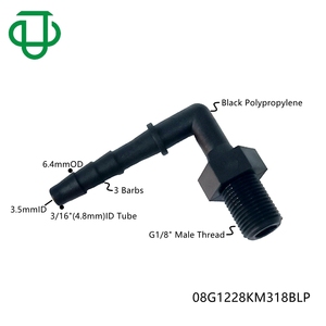 Đen PP G1/<span class=keywords><strong>8</strong></span> nam chủ đề x <span class=keywords><strong>3</strong></span>/16 Ống barb 90 độ khuỷu tay nhựa nam ren ống nối ống thép gai phù hợp - Product Image 2