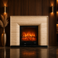 Encadrement de Cheminée en Travertin Beige, Pierre Naturelle, Style Moderne Minimaliste, Cadre de Luxe pour Villa, Hôtel, Salon, Décoration Intérieure