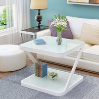 Table d'appoint carrée minimaliste en verre trempé, table basse de luxe légère pour salon, balcon, chambre à coucher, petit appartement