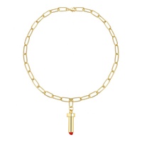 Collier punk tendance en laiton plaqué or 18 carats de haute qualité, pendentif brillant en forme de rouge à lèvres couleur or P213199