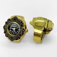 Doigt Montres En Gros Or Argent Plaqué Élastique Montre Anneaux Rond Quartz Anneau Montres pour Femmes Hommes