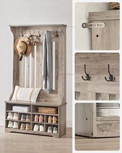 Étagère de couloir multifonctionnelle Peasant Locker 3-en-1 avec <span class=keywords><strong>porte</strong></span>-manteau pour entrée - Product Image 3