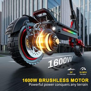 สินค้าในคลัง US/EU จัดส่งฟรี แบตเตอรี่ลิเธียม 1600W 48V ระยะทาง 50 กม./ชม. ระยะทางวิ่ง 45-55 กม. กันน้ำระดับ IPX5 สกู๊ตเตอร์สำหรับผู้ใหญ่ - Product Image 4