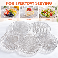 Assiette à dîner en verre pressé personnalisée de 10,6 pouces, 36 motifs disponibles, plat rond pour servir des desserts pour les mariages et la restauration