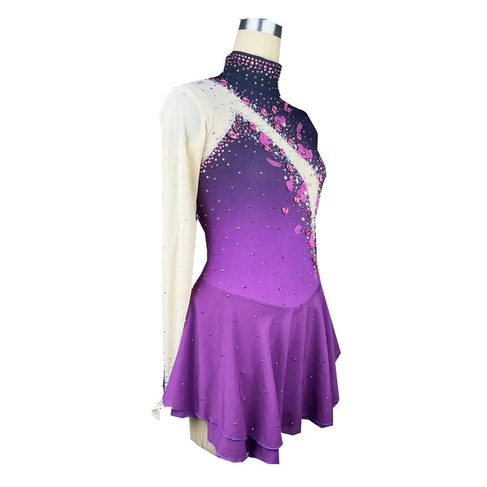 Figure Skating Dress For Girls Performance Wear Spandex Skating Dress Latin Dance Costume For Competition