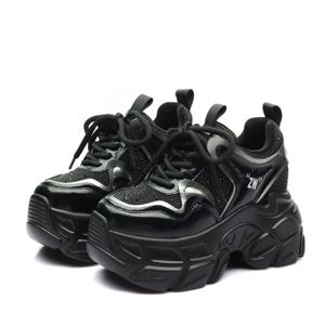 Chaussures <span class=keywords><strong>compensées</strong></span> à plateforme en cristal brillant en strass Chaussures pour dames augmentant la hauteur <span class=keywords><strong>Baskets</strong></span> originales pour femmes - Product Image 2