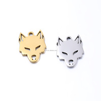 Pendentif Tête de Loup Gravée en Acier Inoxydable, Breloques Collier Loup Alpha pour Bricolage, Force Animale, Loyauté, Bijoux Homme, Cadeau