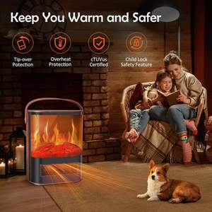 CTSC - Chimenea Eléctrica Portátil de 1500w, Calefactor de Espacio Interior, Llama 3D Realista, Temporizador de 12 Horas, 7 Colores Ajustables, Control Remoto, Calefacción - Product Image 3