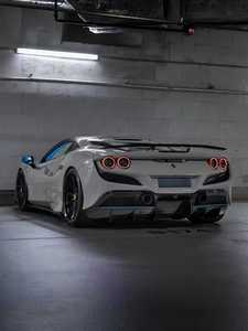 Kit carrosserie en fibre de carbone sèche pour Ferrari <span class=keywords><strong>F8</strong></span>, style <span class=keywords><strong>Novitec</strong></span> : Lame avant, jupes latérales, diffuseur arrière, spoiler, embouts d'aération - Product Image 3