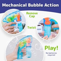 Pistolet à bulles de savon pour enfants jouets engrenage transparent pistolet à bulles pistolet souffleur à bulles lumineux LED jouet pour l'été jouets d'extérieur