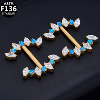 Gaby Bijou de piercing pour la poitrine en Titane ASTM-F136 et Titane G23, avec Zircon à filetage interne, style sexy, anneau de mamelon, bijou de piercing tendance