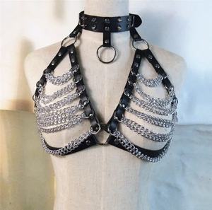 Jupes en cuir noir gothique sexy avec ceinture pour femmes, jupes creuses taille haute punk, <span class=keywords><strong>mini</strong></span> jupe à franges dansantes sexy - Product Image 5