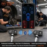 116Psi BLE TPMS Monitor Tekanan Ban Mobil Internal 4 Sensor Deteksi Kebocoran Sebelum Berkendara Alarm APP Android IOS Auto Pair OEM ODM