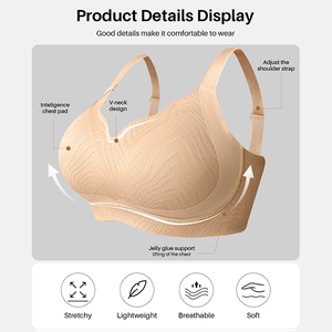 カスタムロゴ入り、大きいサイズ、フルカップ、ワイヤレス、快適、ジェリーボンデッドブラ、セクシーなウェーブネック、バストアップ、フィットネス、女性用シームレスランジェリー - Product Image 5