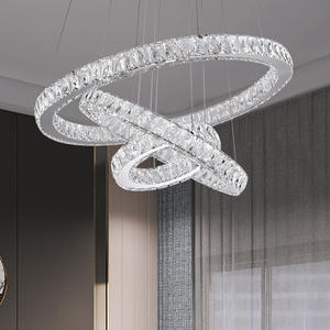 Simplicidad moderna Iluminación colgante candelabro de anillo de cristal de techo redondo de tres niveles - Product Image 2