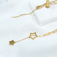 Collier en acier inoxydable pour femmes, chaîne de col en forme d'étoile, bijoux en acier inoxydable, charme