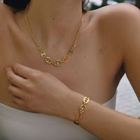 Bracelet et Collier J&D en Acier Inoxydable Plaqué Or 18K avec Zircon, Tendance Classique, Cœur et Nez de Cochon, Tailles Dégradées
