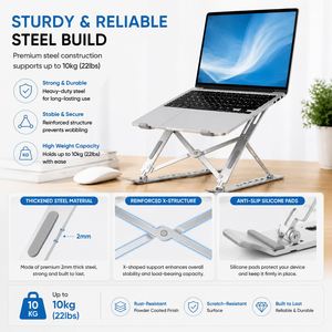 Nouveau support d'ordinateur portable ergonomique pliable en métal à 7 niveaux réglables, support de bureau pour ordinateur portable jusqu'à 17,3 pouces - Product Image 5