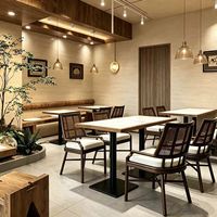 Ensemble de salle à manger de style restaurant de montagne avec plateau en pierre et structure métallique - Mobilier commercial durable pour restaurants