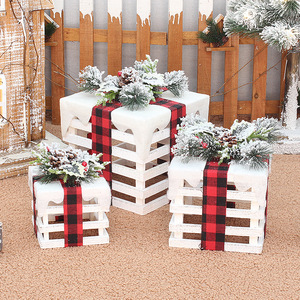 Ensemble de boîtes cadeaux en bois de Noël, 3 pièces, support de présentation rectangulaire pour intérieur/extérieur, décoration de scène d'arbre de Noël - Product Image 1