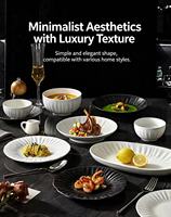 Service de vaisselle en céramique noir mat et blanc, assiettes et bols minimalistes pour la table à manger à la maison, décoration de table de restaurant