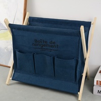 Porte-journaux et revues pliable en bois, support autoportant, tissu coloré, présentoir de salon, rangement de livres et de magazines en bois, support pliable