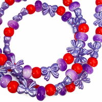 Câble de charge perlé avec nœud lavande, rouge et violet, mignon et kawaii, cordon de téléphone 3-en-1 USB Type C, accessoire de mode, cadeau