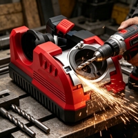 Affûteur de forets L&P 92W, double tension 100-120V 230-240V, 14000 tr/min, 0,24 Nm, 2,5-19 mm, angle 115-140°, meule à grain 180